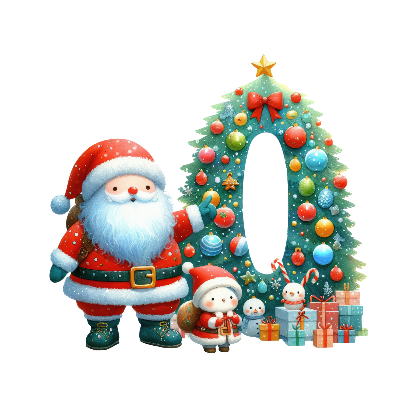 Customizable Clipart Santa Number Ornaments