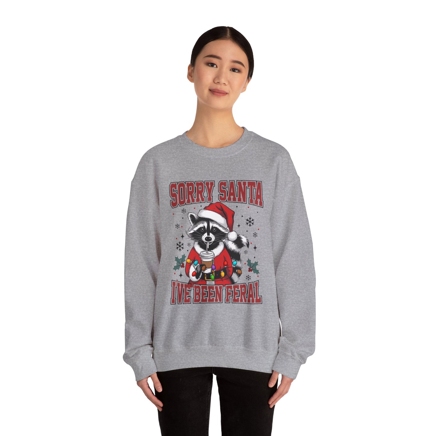 Funny Feral Raccoon Christmas Sweatshirt - Sorry Santa Unisex Crewneck