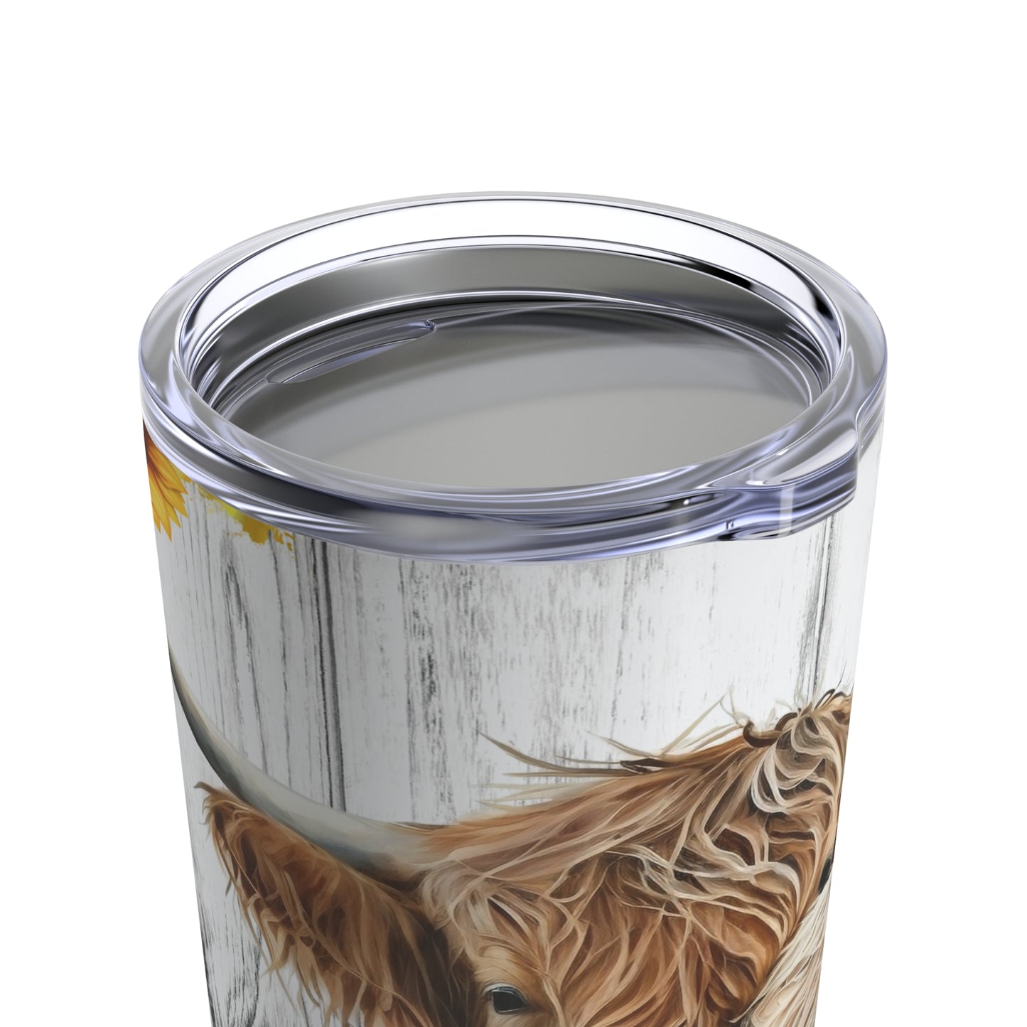 Highland Cow sunflower Skinny Steel Tumbler with Straw, 20oz