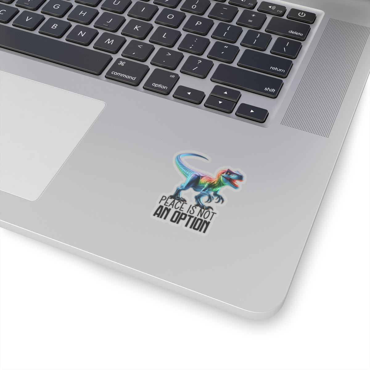 Rainbow Raptor Kiss-Cut Stickers - "Peace is Not an Option" for Fun Decor