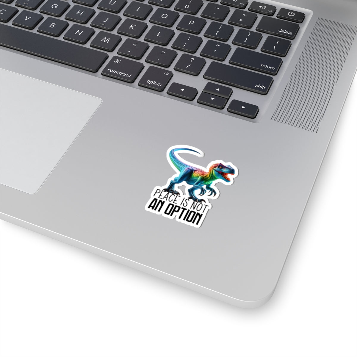 Rainbow Raptor Kiss-Cut Stickers - "Peace is Not an Option" for Fun Decor