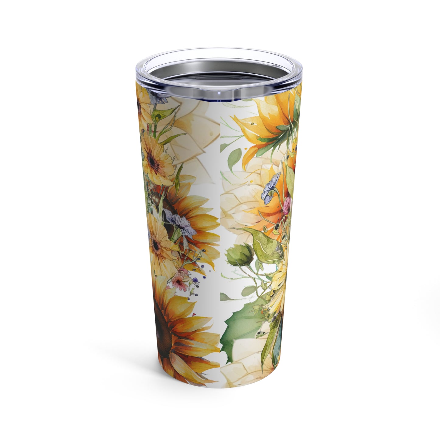 Sunflower Sloth Skinny Steel Tumbler with Straw, 20oz