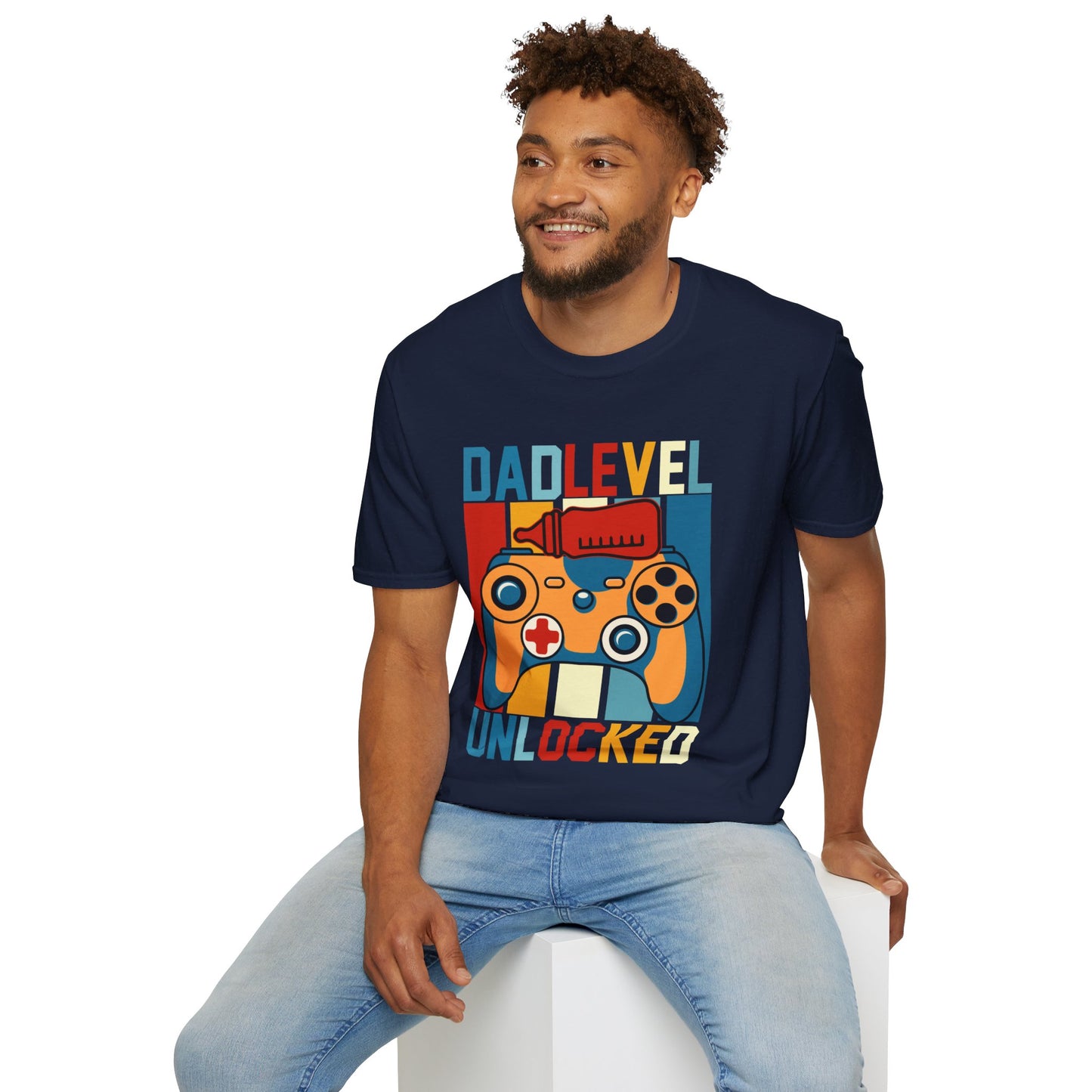 Dad Level Unlocked Unisex Softstyle T -Shirt