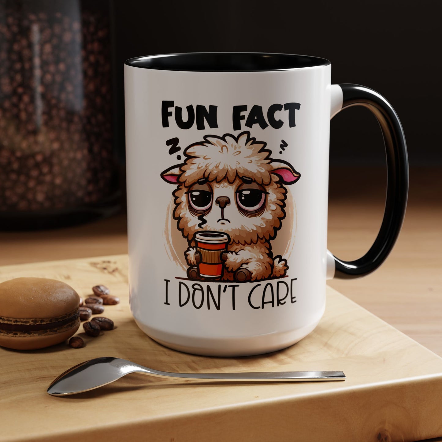 Funny Animal Accent Coffee Mug - 'Fun Fact: I Don't Care'