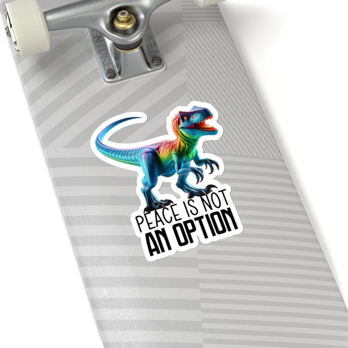 Rainbow Raptor Kiss-Cut Stickers - "Peace is Not an Option" for Fun Decor