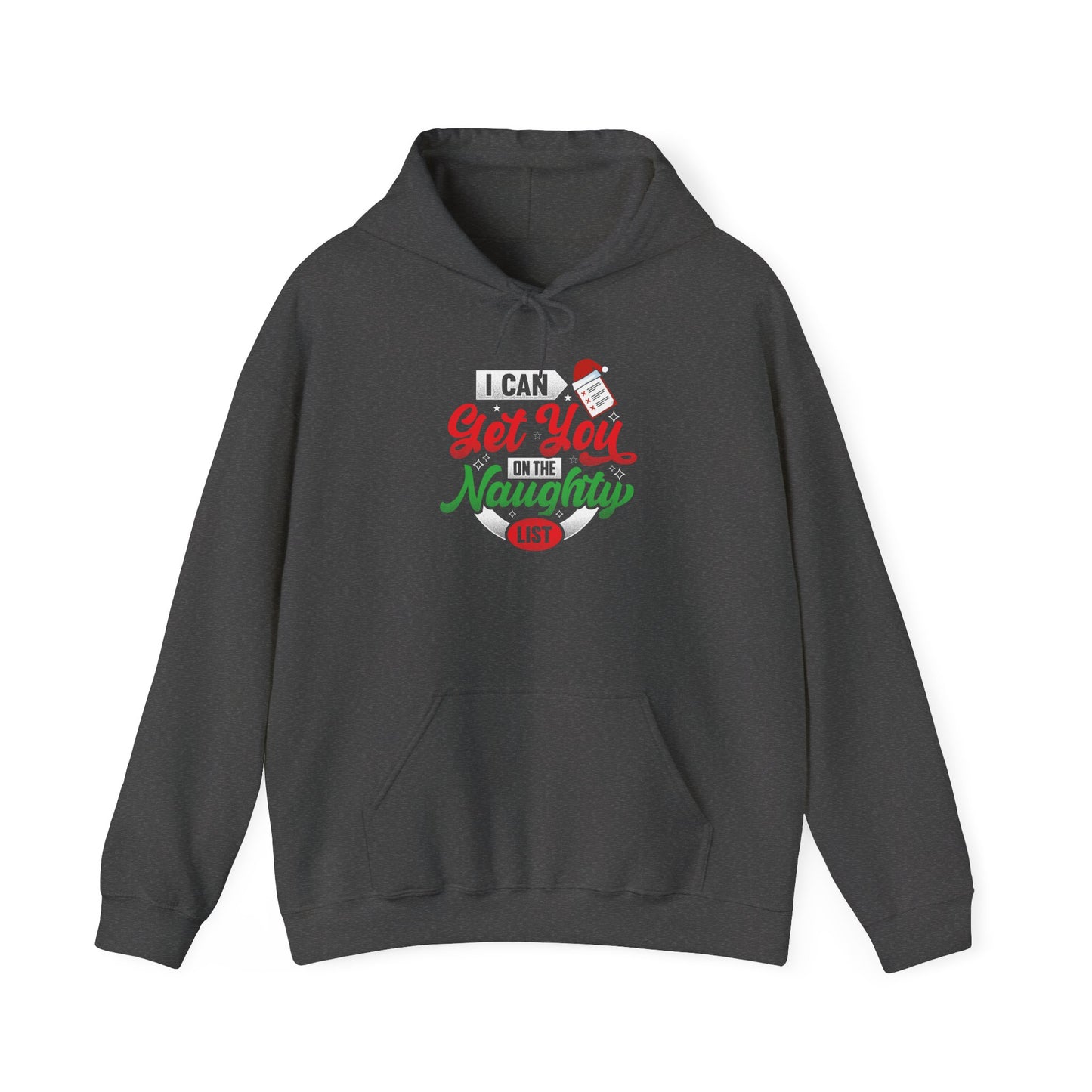 Funny Christmas Hoodie - "I Can Get You on the Naughty List" Unisex Heavy Blend Sweatshirt