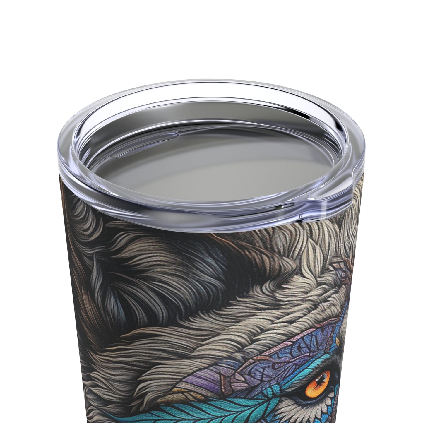 Wolf Skinny Steel Tumbler with Straw, 20oz