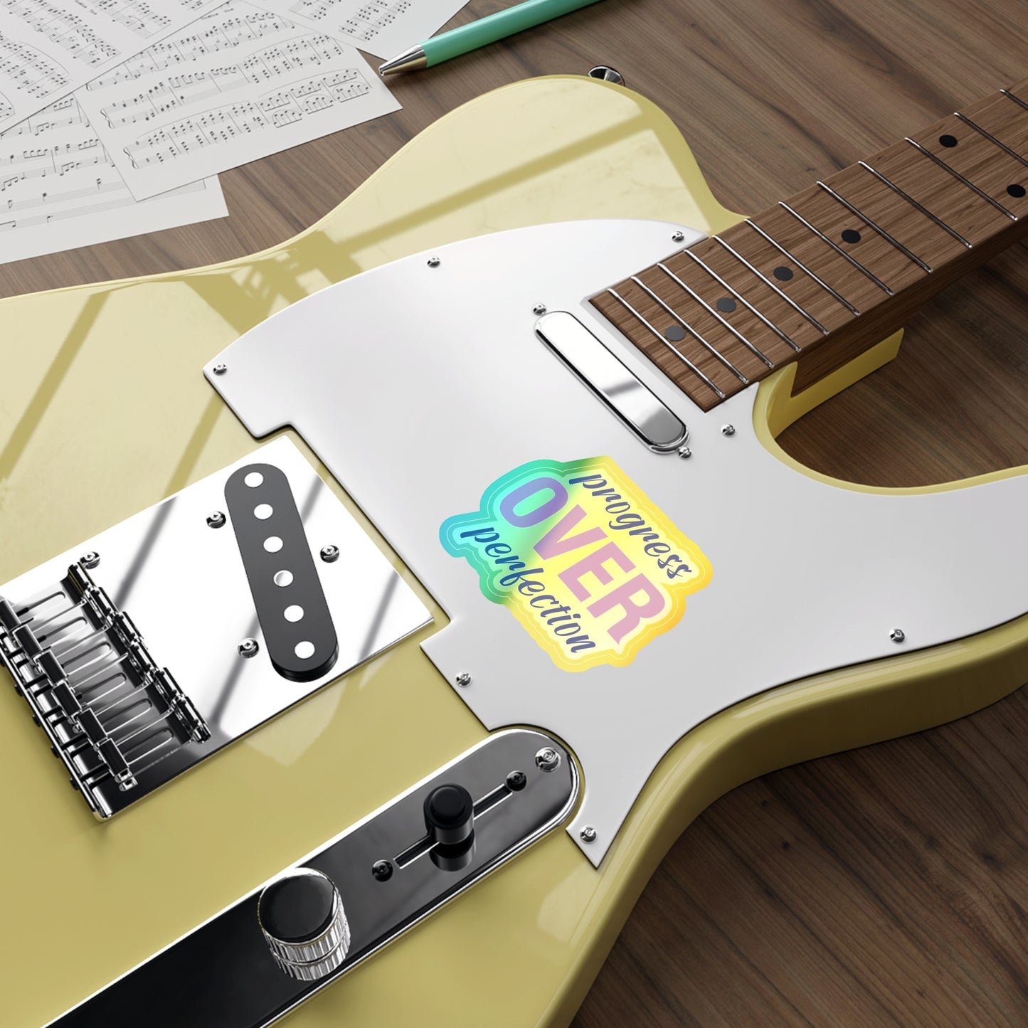 Holographic Die-Cut Stickers | 'Progress Over Perfection' Motivational Decals for Teens & Adults