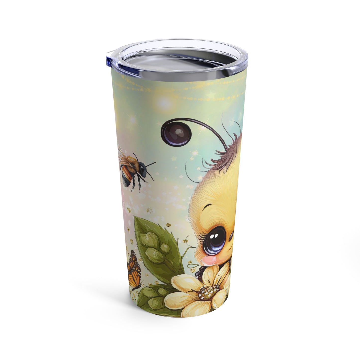 Cute Bee Skinny Steel Tumbler with Straw, 20oz