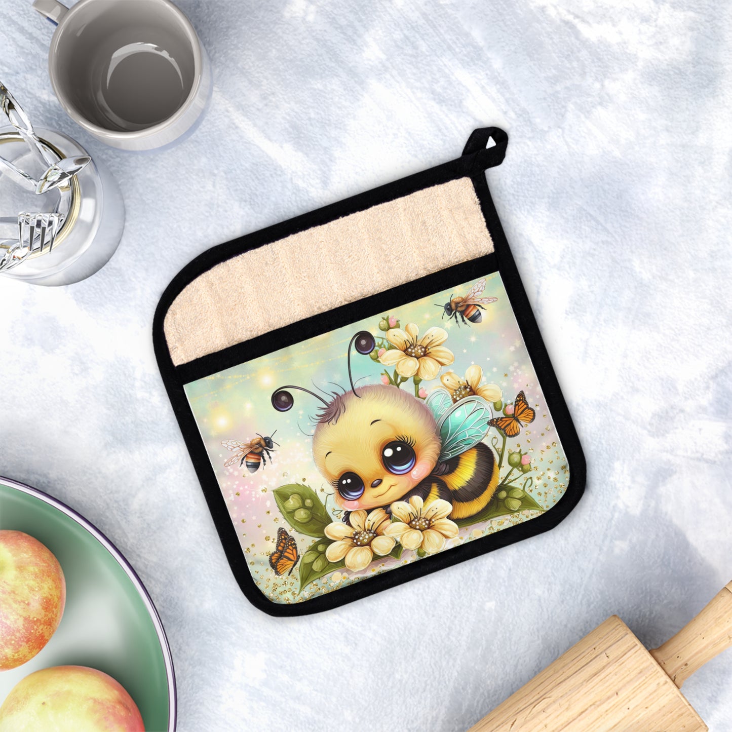 Cute Bee Pot Holder with Pocket