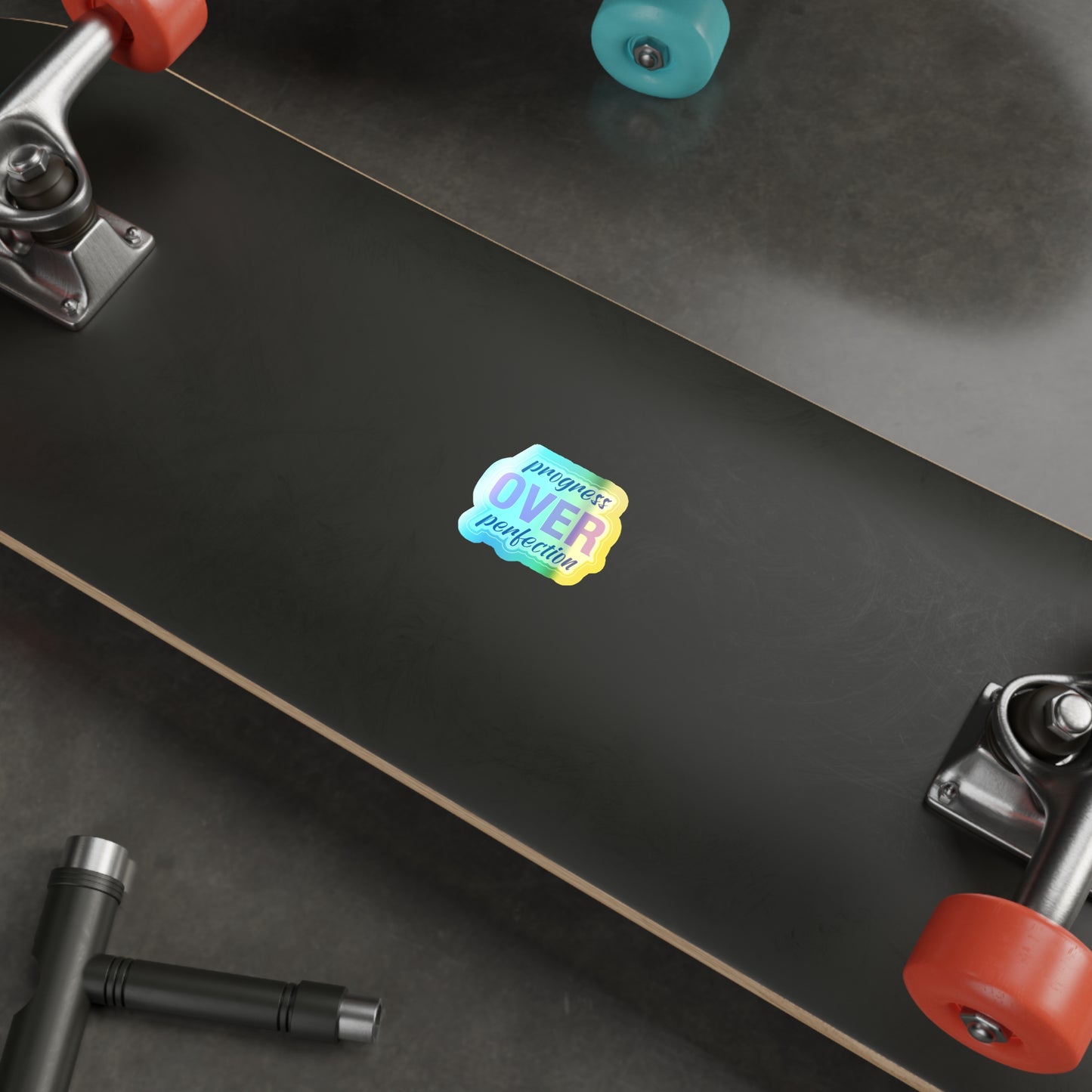 Holographic Die-Cut Stickers | 'Progress Over Perfection' Motivational Decals for Teens & Adults