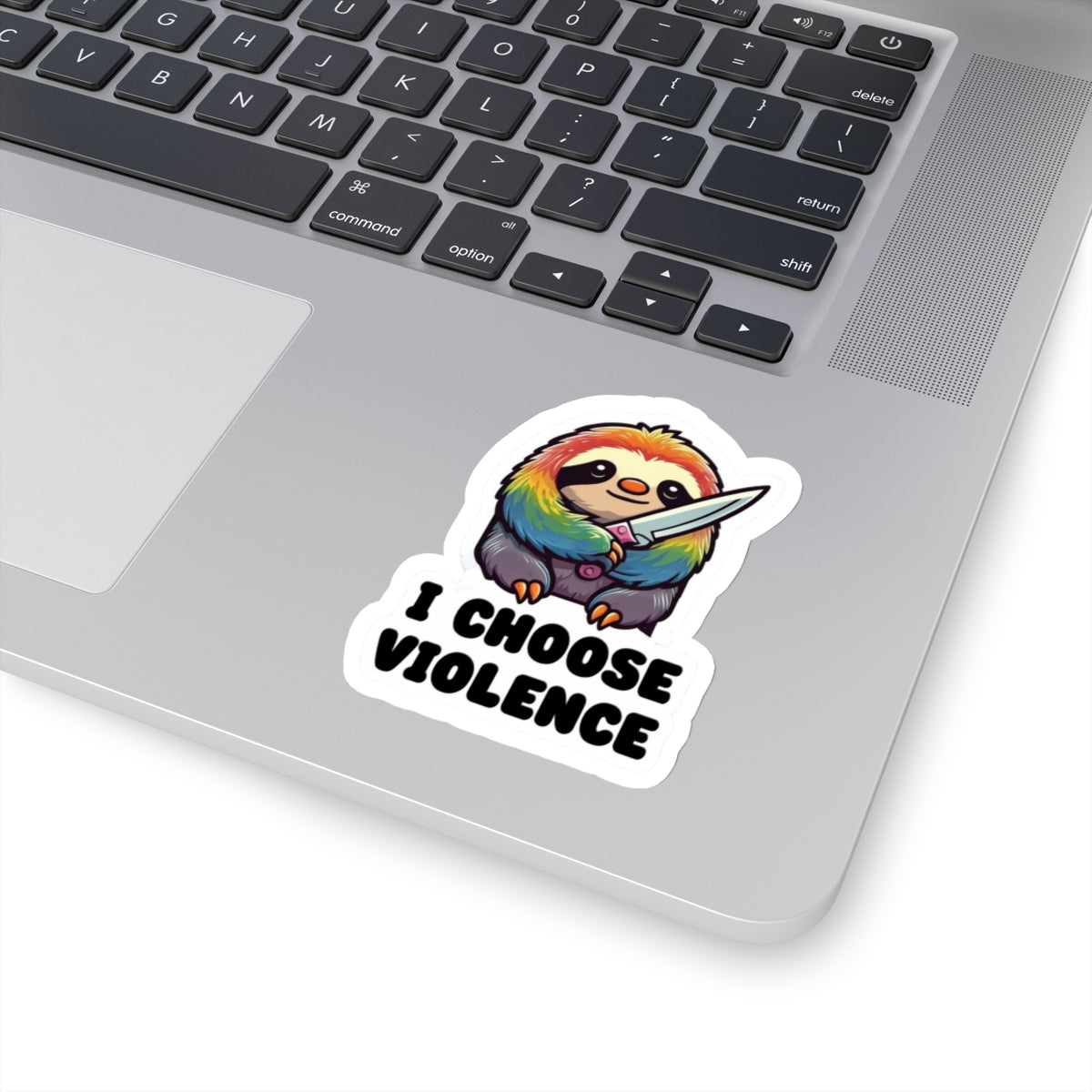 Funny Sloth Kiss-Cut Sticker - "I Choose Violence" - Cute and Quirky Decor for Laptops, Water Bottles, and More