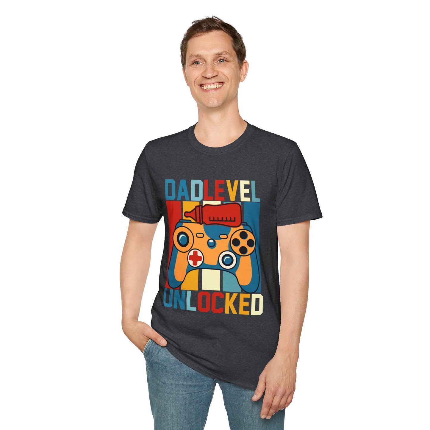 Dad Level Unlocked Unisex Softstyle T -Shirt
