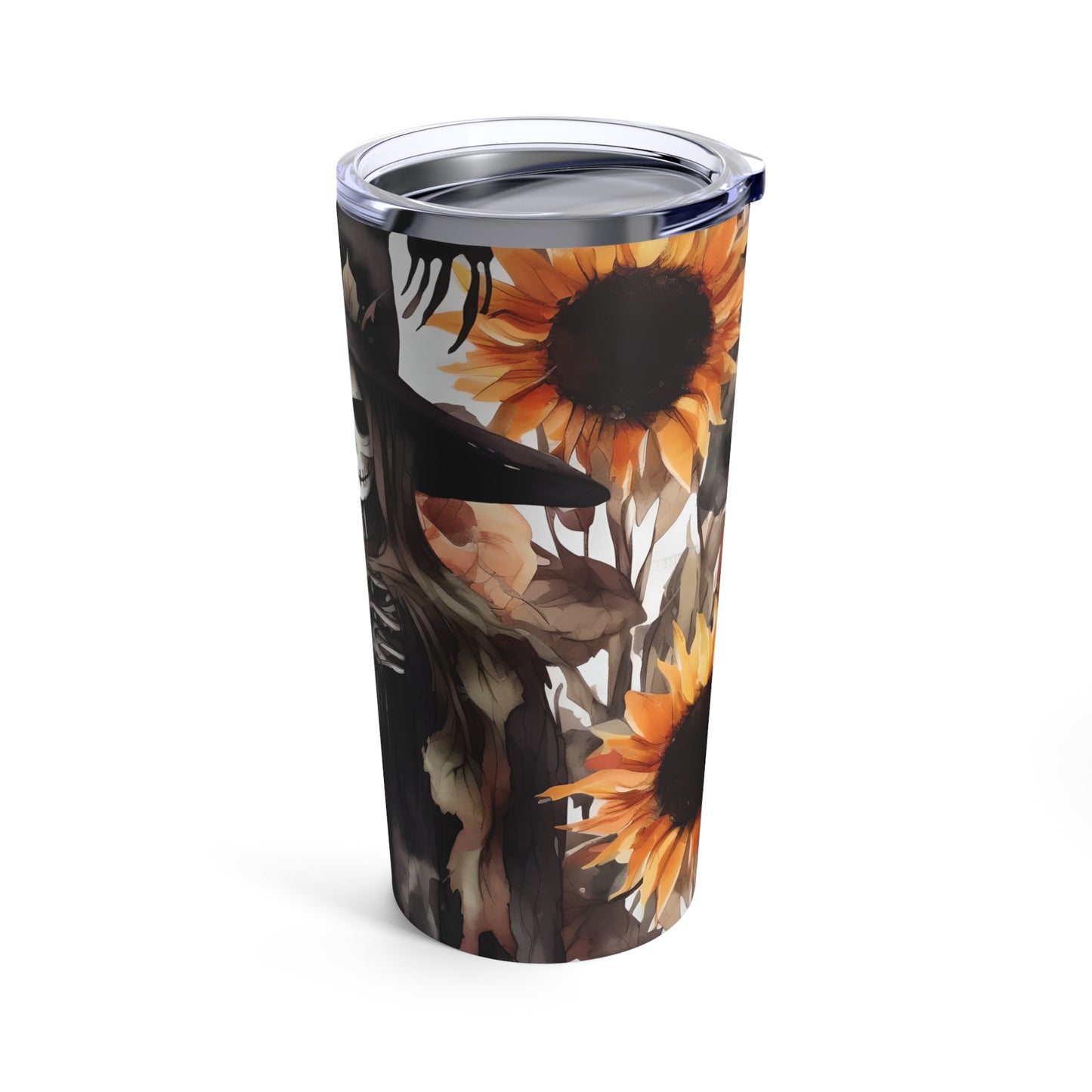 Skeleton Scarecrow Skinny Steel Tumbler with Straw, 20oz