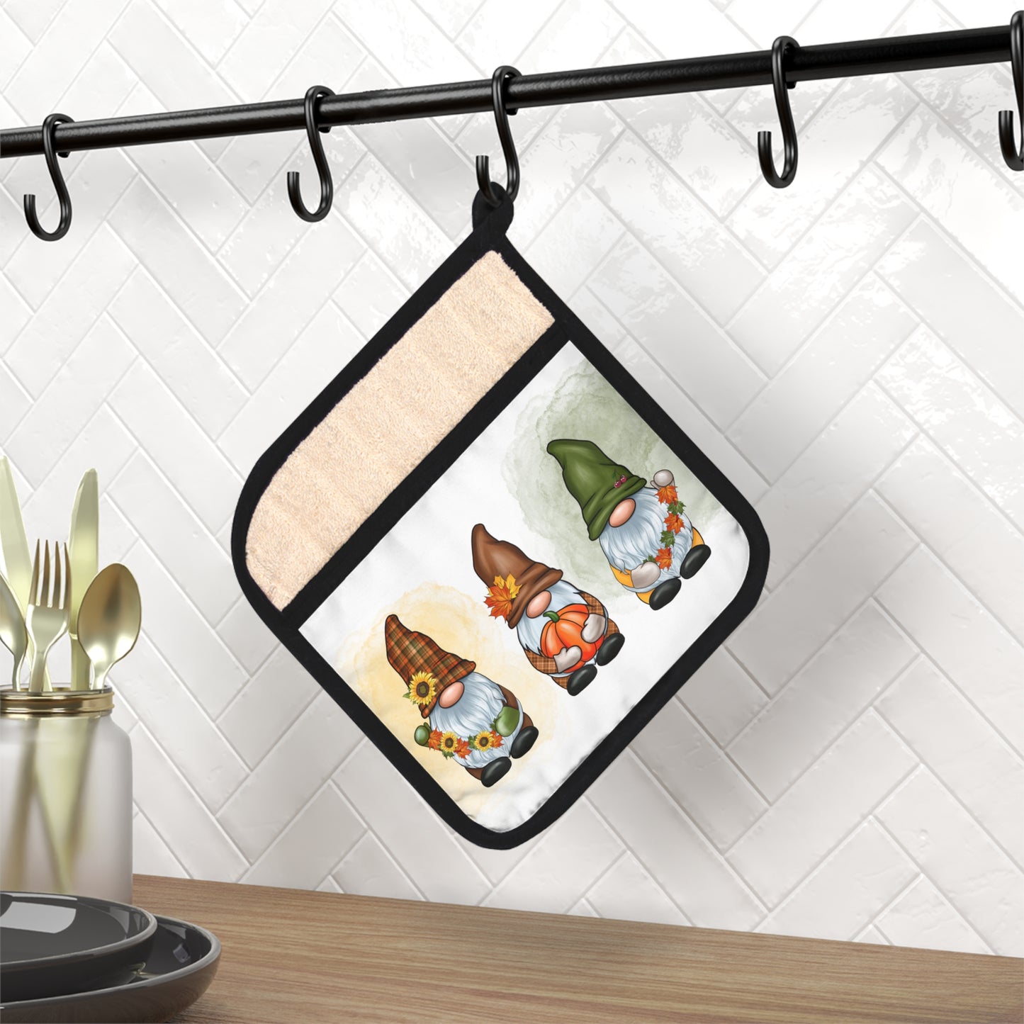 Fall Gnomes Pot Holder with Pocket