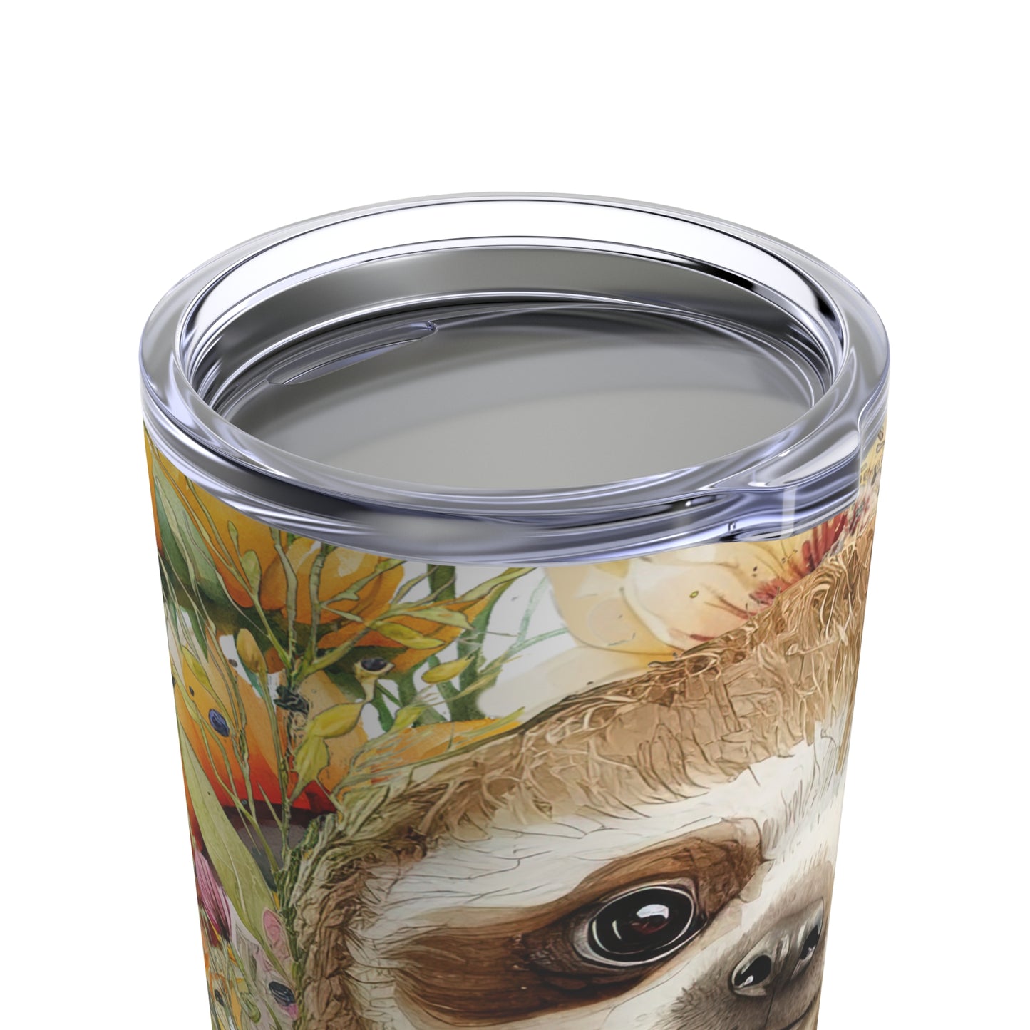 Sunflower Sloth Skinny Steel Tumbler with Straw, 20oz