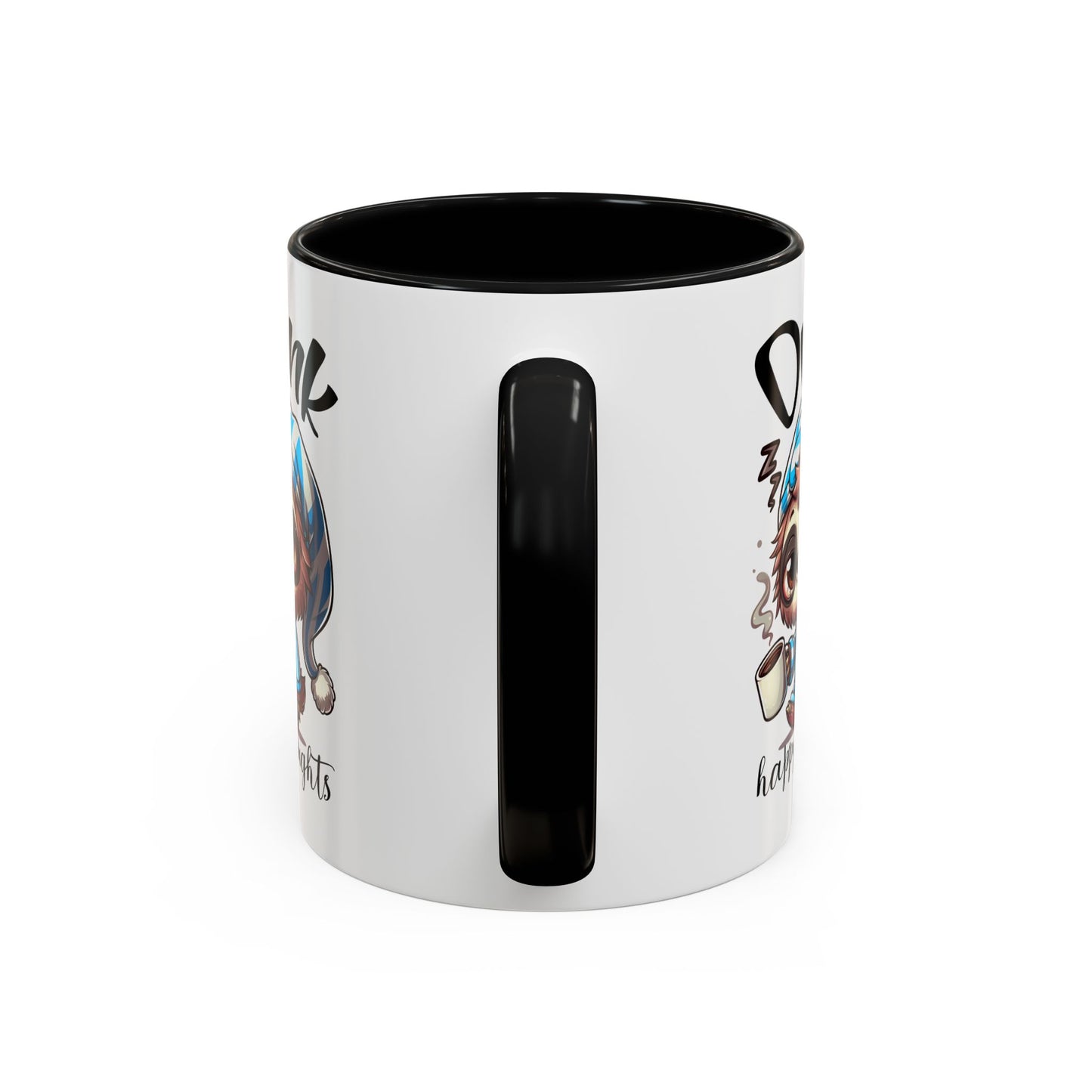 Drink Happy Thoughts Sloth Accent Coffee Mug – Perfect for Cozy Moments and Happy Thoughts