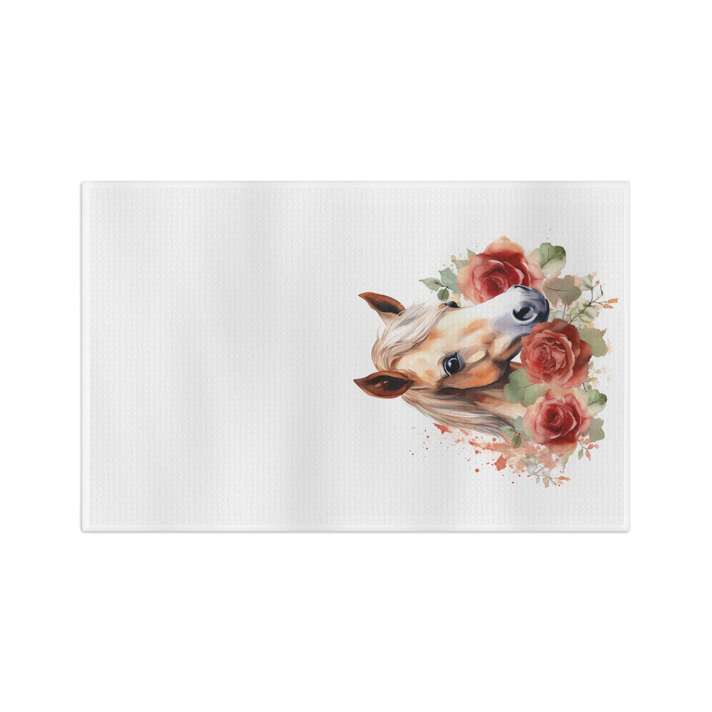 Horse with flowers Soft Tea Towel