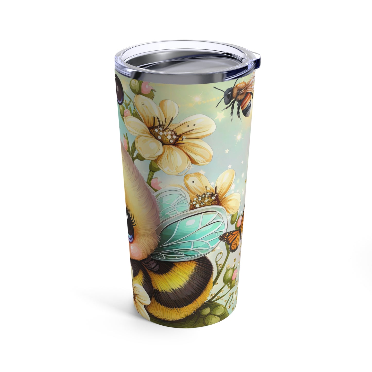 Cute Bee Skinny Steel Tumbler with Straw, 20oz
