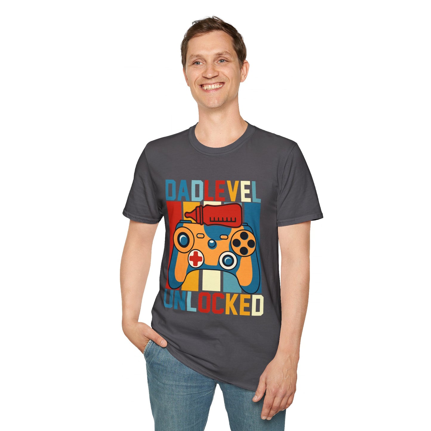 Dad Level Unlocked Unisex Softstyle T -Shirt