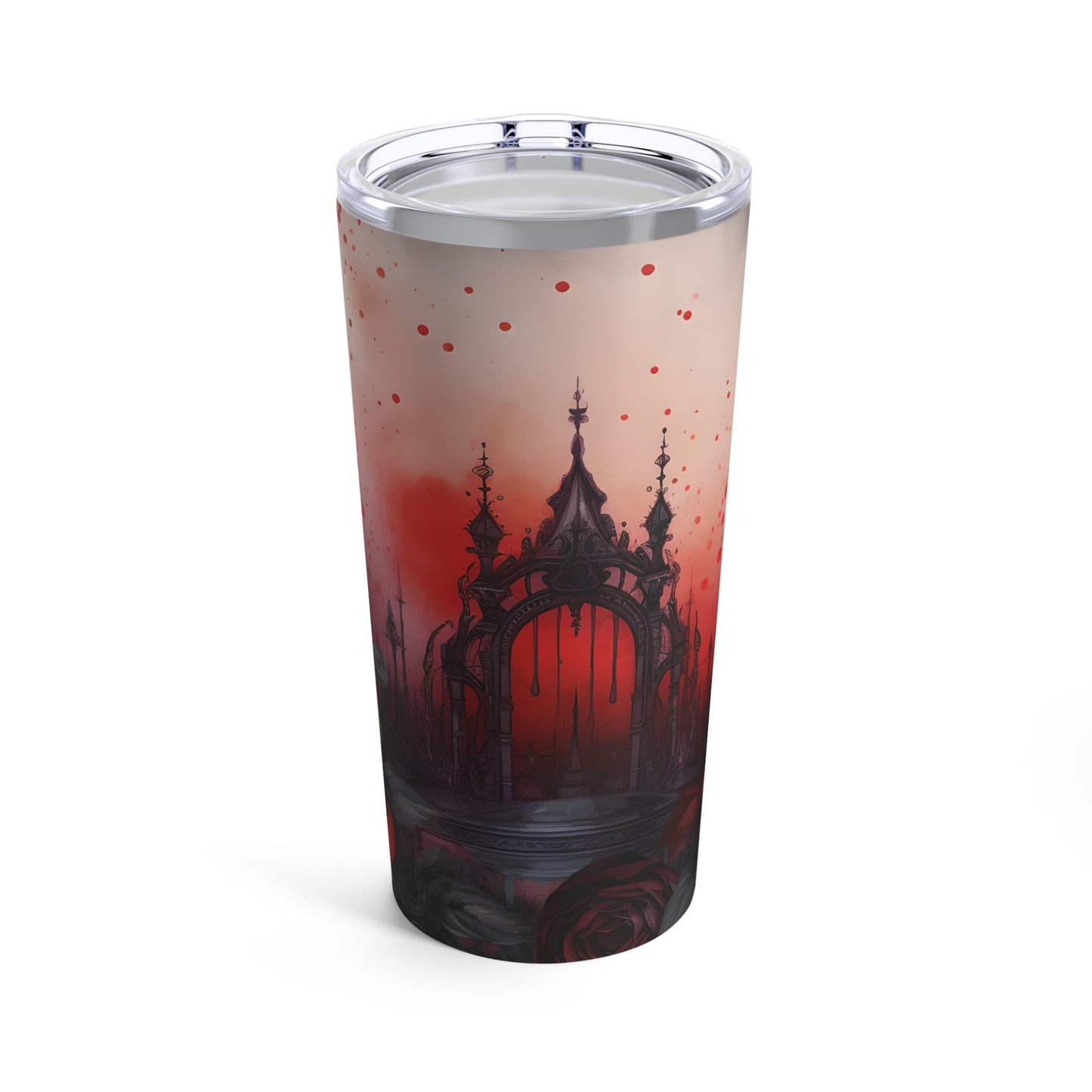 Gothic Red Rose Skinny Steel Tumbler with Straw, 20oz