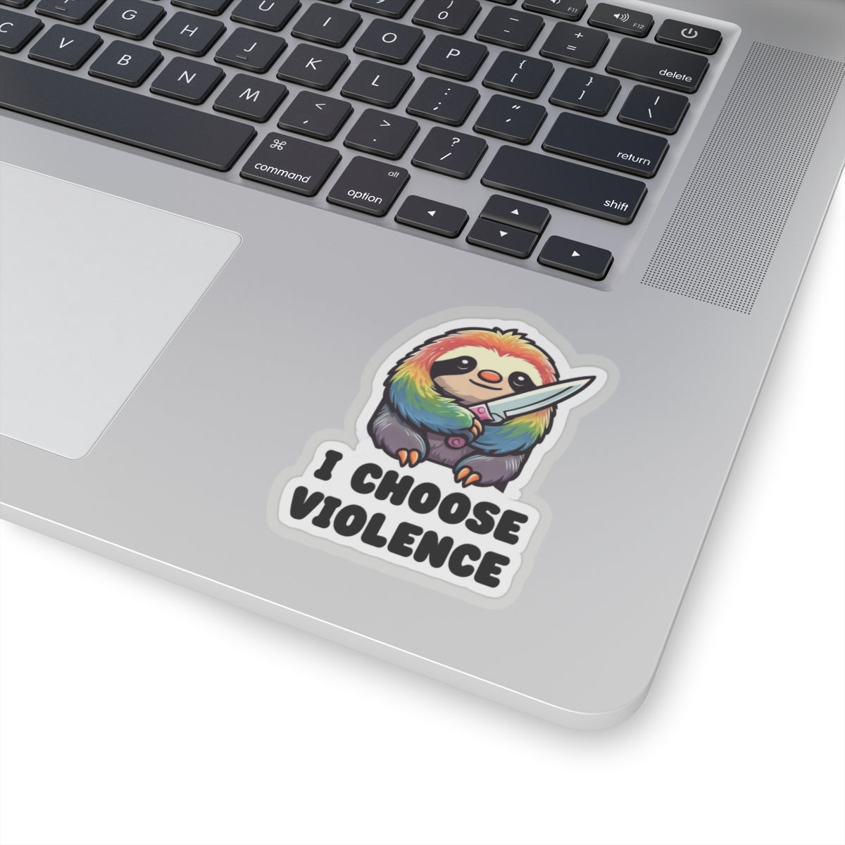 Funny Sloth Kiss-Cut Sticker - "I Choose Violence" - Cute and Quirky Decor for Laptops, Water Bottles, and More