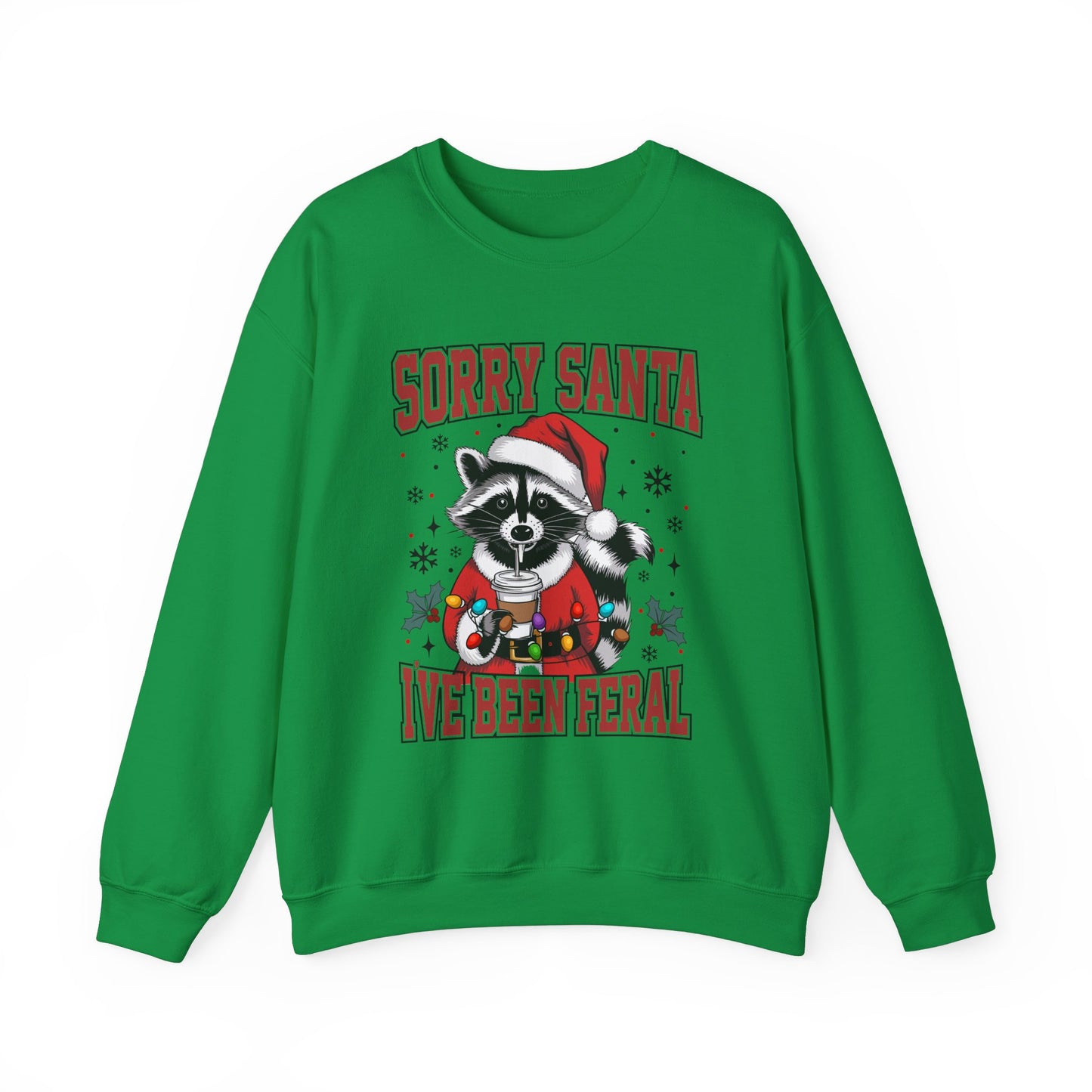 Funny Feral Raccoon Christmas Sweatshirt - Sorry Santa Unisex Crewneck