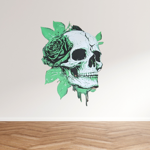 Green Rose Skull Hueforge print