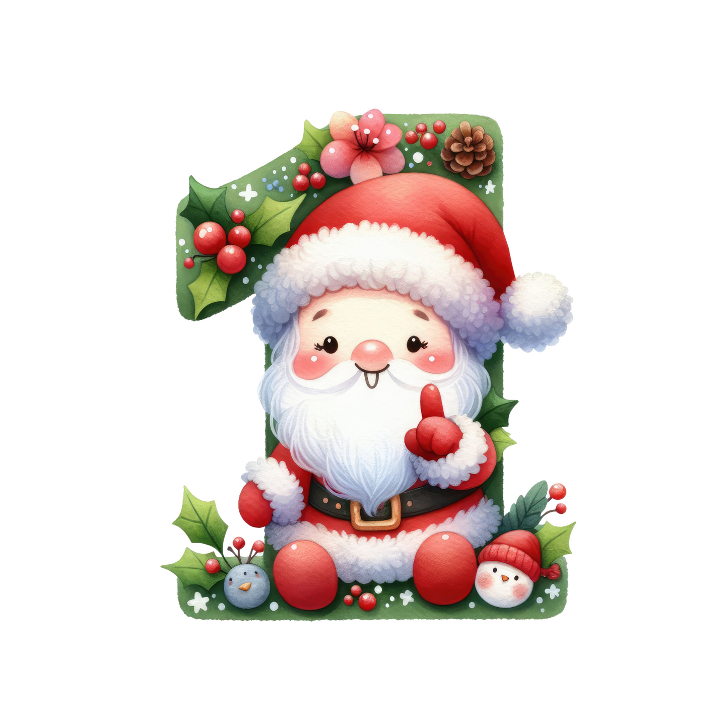 Customizable Clipart Santa Number Ornaments