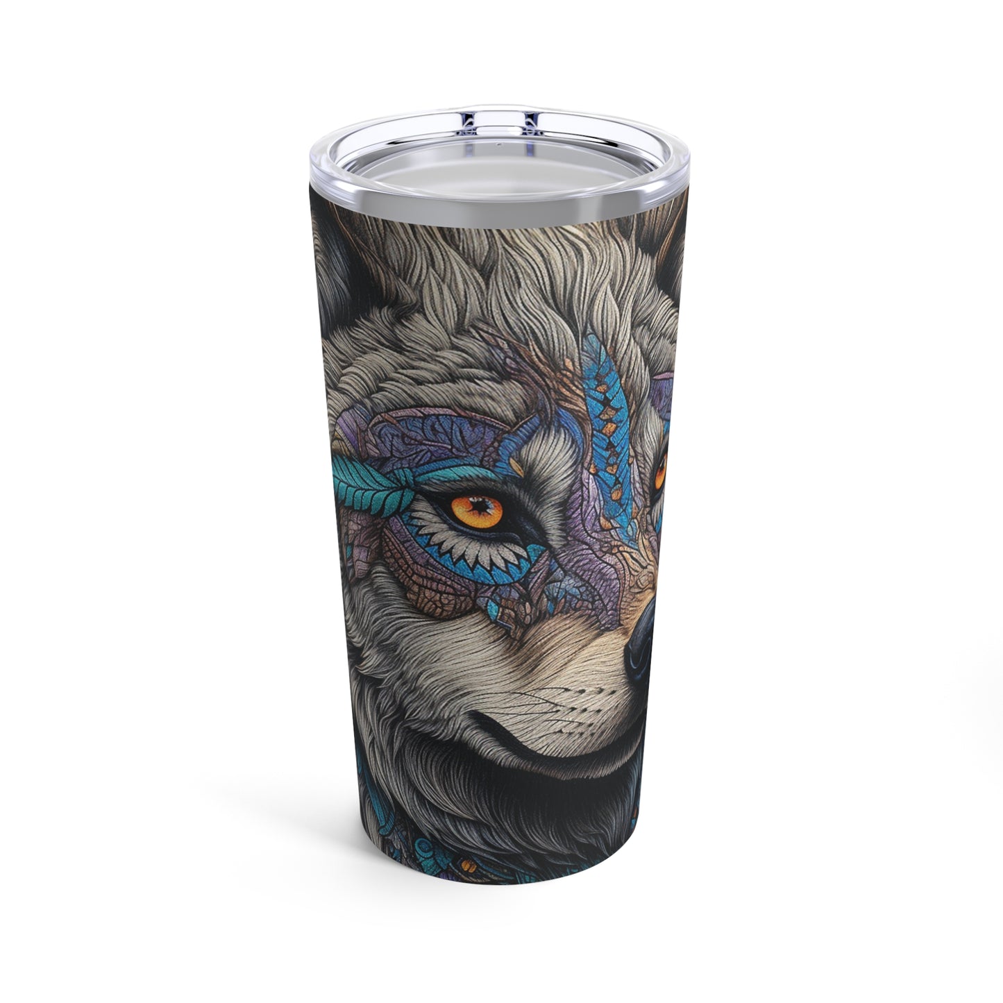 Wolf Skinny Steel Tumbler with Straw, 20oz