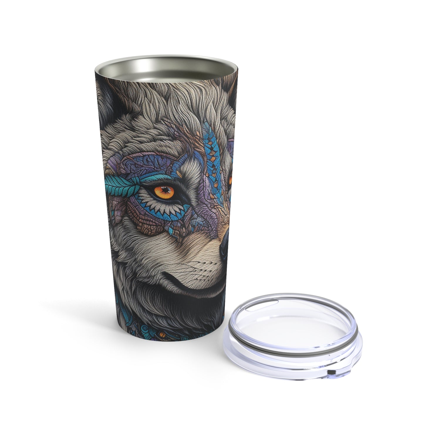 Wolf Skinny Steel Tumbler with Straw, 20oz
