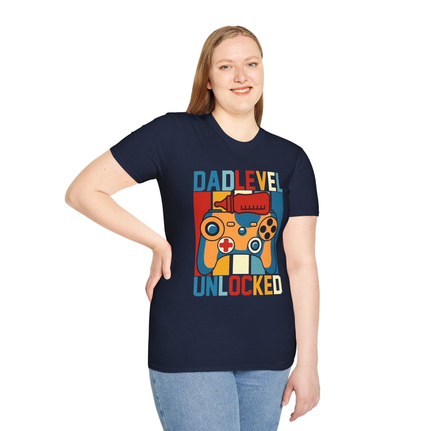 Dad Level Unlocked Unisex Softstyle T -Shirt
