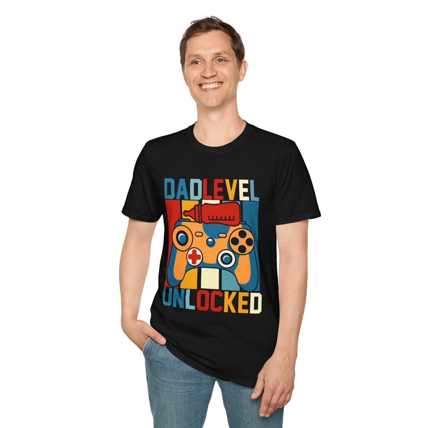Dad Level Unlocked Unisex Softstyle T -Shirt