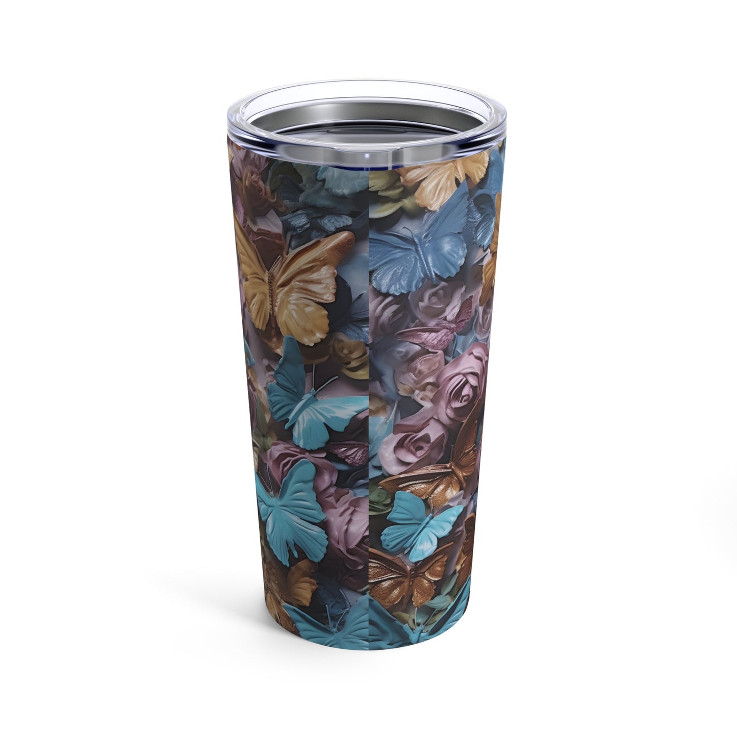 Skull Butterfly 2 Skinny Steel Tumbler with Straw, 20oz