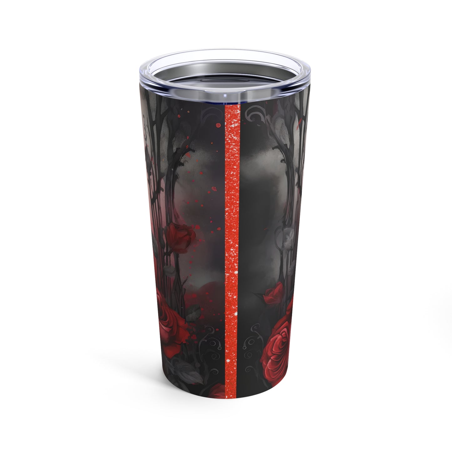Gothic Red Rose Skinny Steel Tumbler with Straw, 20oz