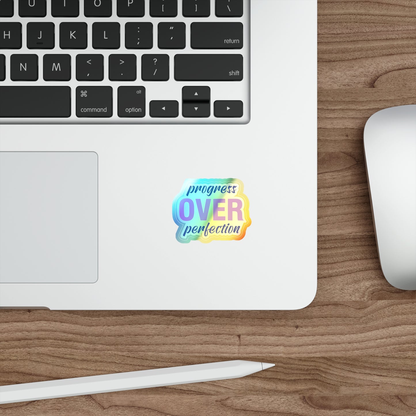 Holographic Die-Cut Stickers | 'Progress Over Perfection' Motivational Decals for Teens & Adults