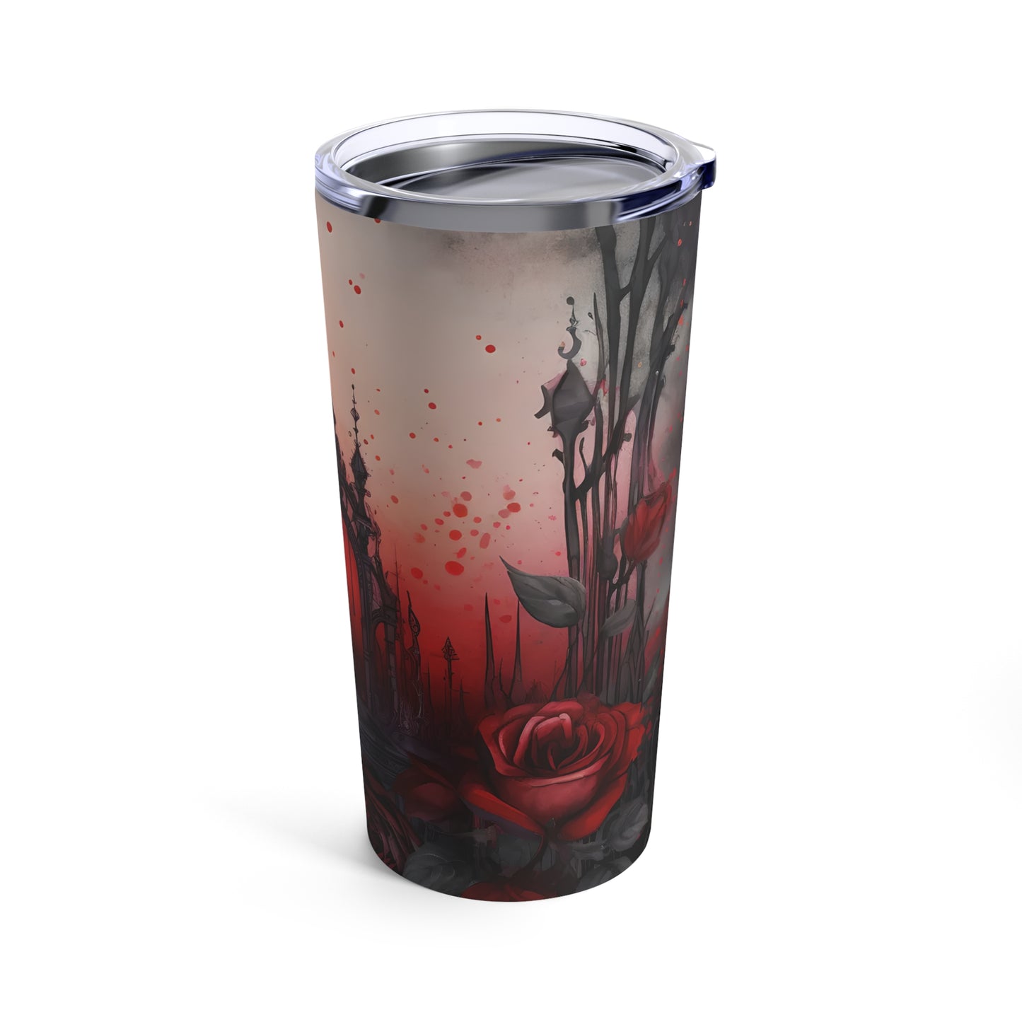 Gothic Red Rose Skinny Steel Tumbler with Straw, 20oz