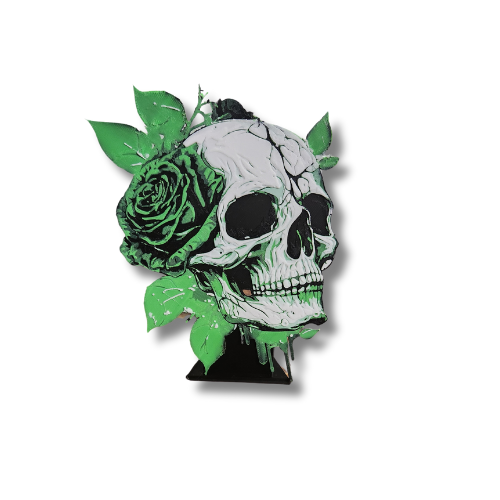 Green Rose Skull Hueforge print