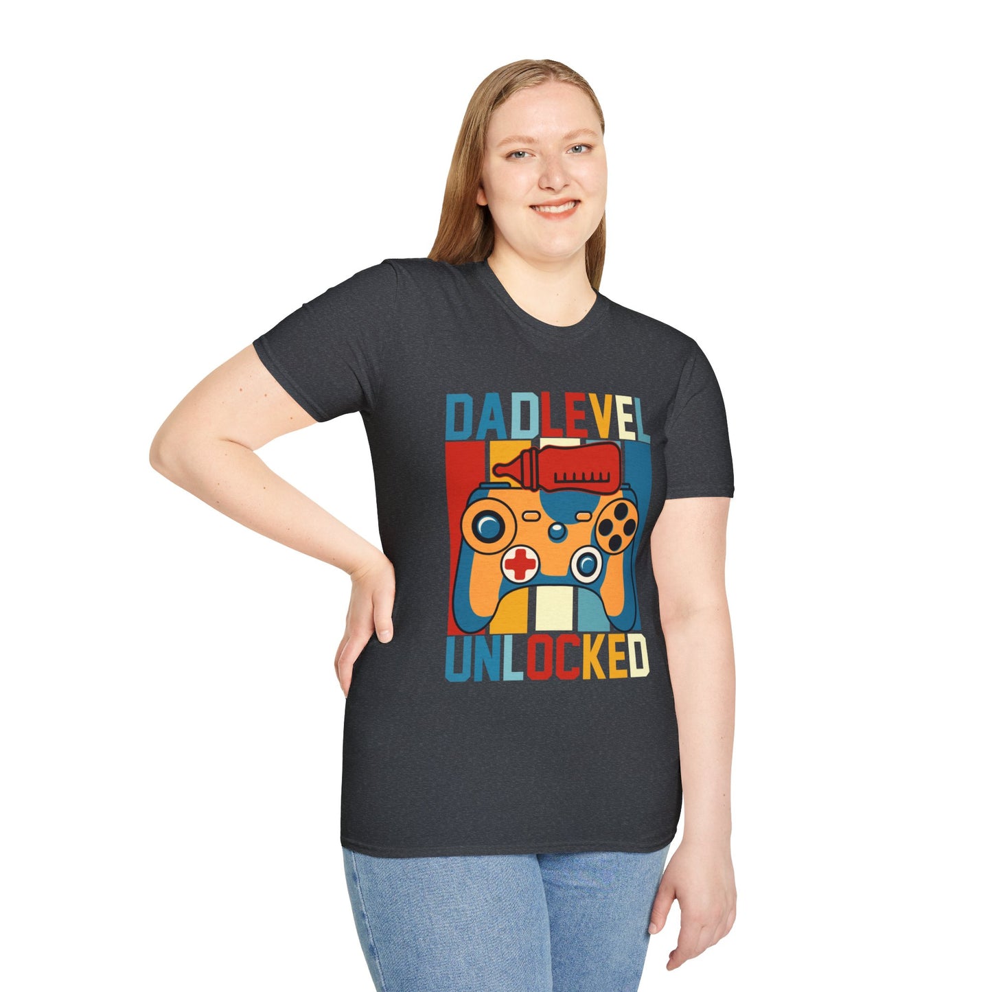 Dad Level Unlocked Unisex Softstyle T -Shirt