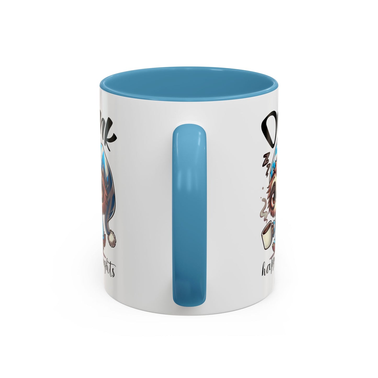 Drink Happy Thoughts Sloth Accent Coffee Mug – Perfect for Cozy Moments and Happy Thoughts