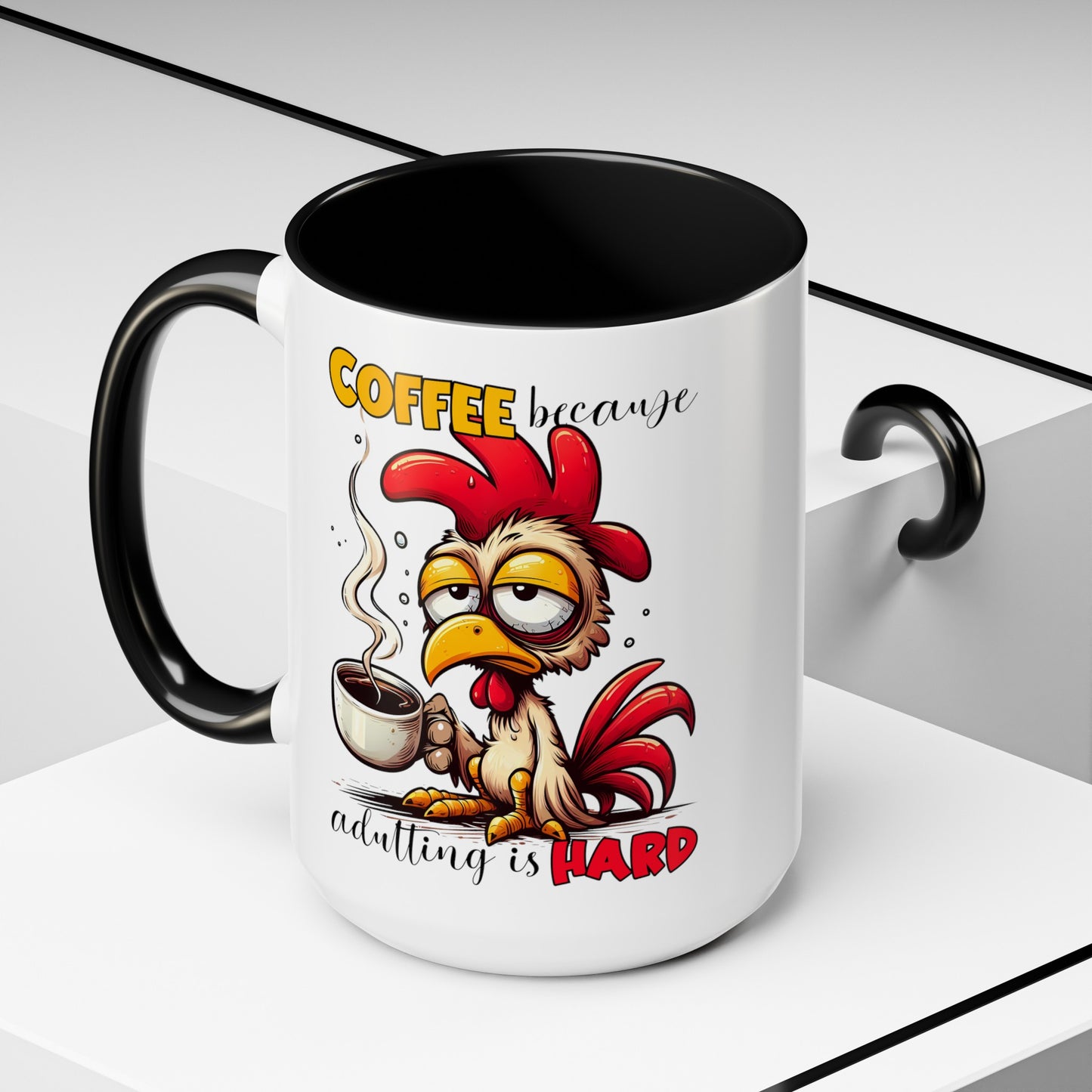 Adulting is Hard Accent Coffee Mug (11, 15oz)