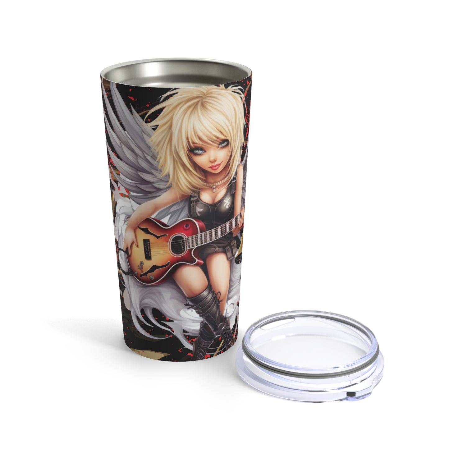 Fairy guitar 3 Skinny Steel Tumbler with Straw, 20oz