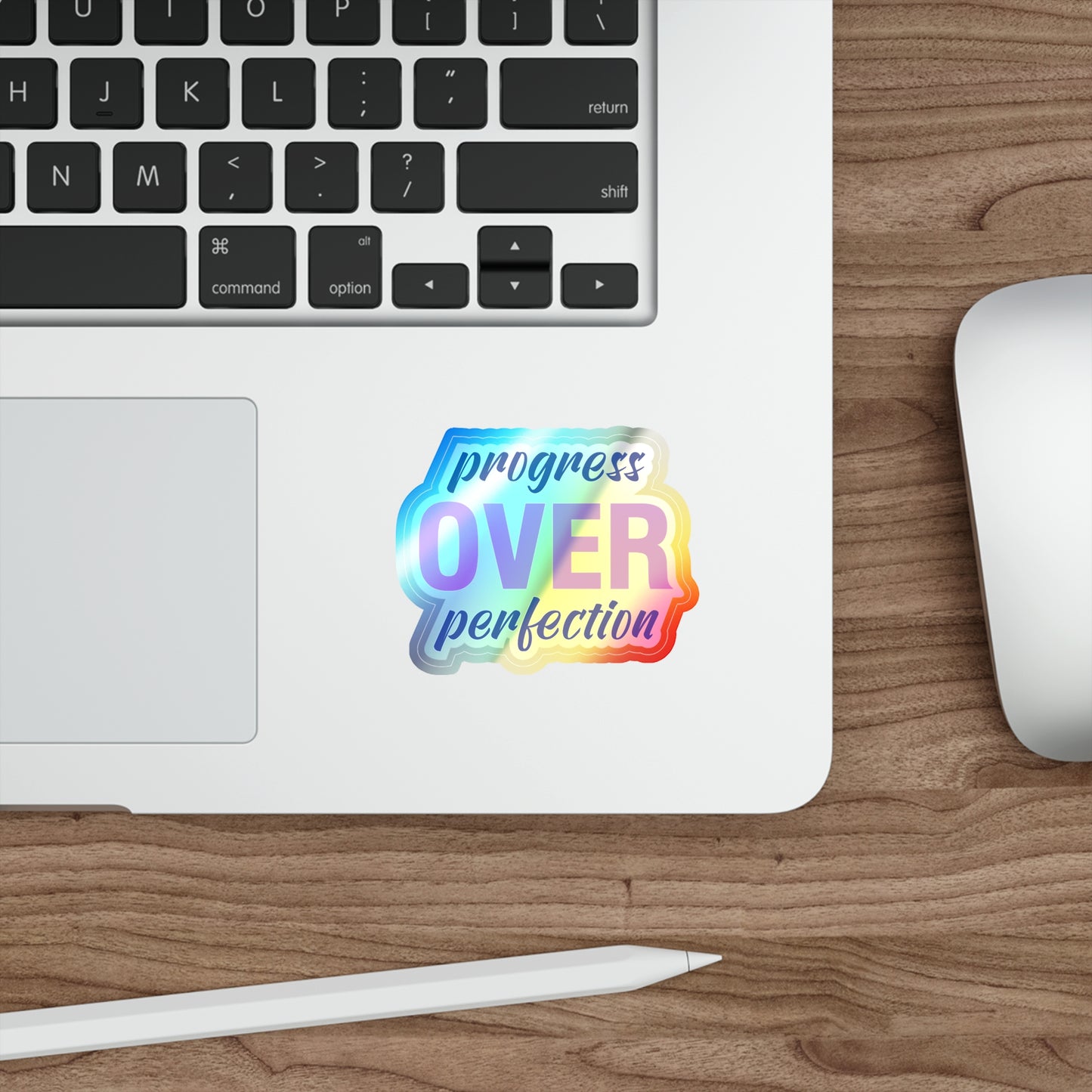 Holographic Die-Cut Stickers | 'Progress Over Perfection' Motivational Decals for Teens & Adults