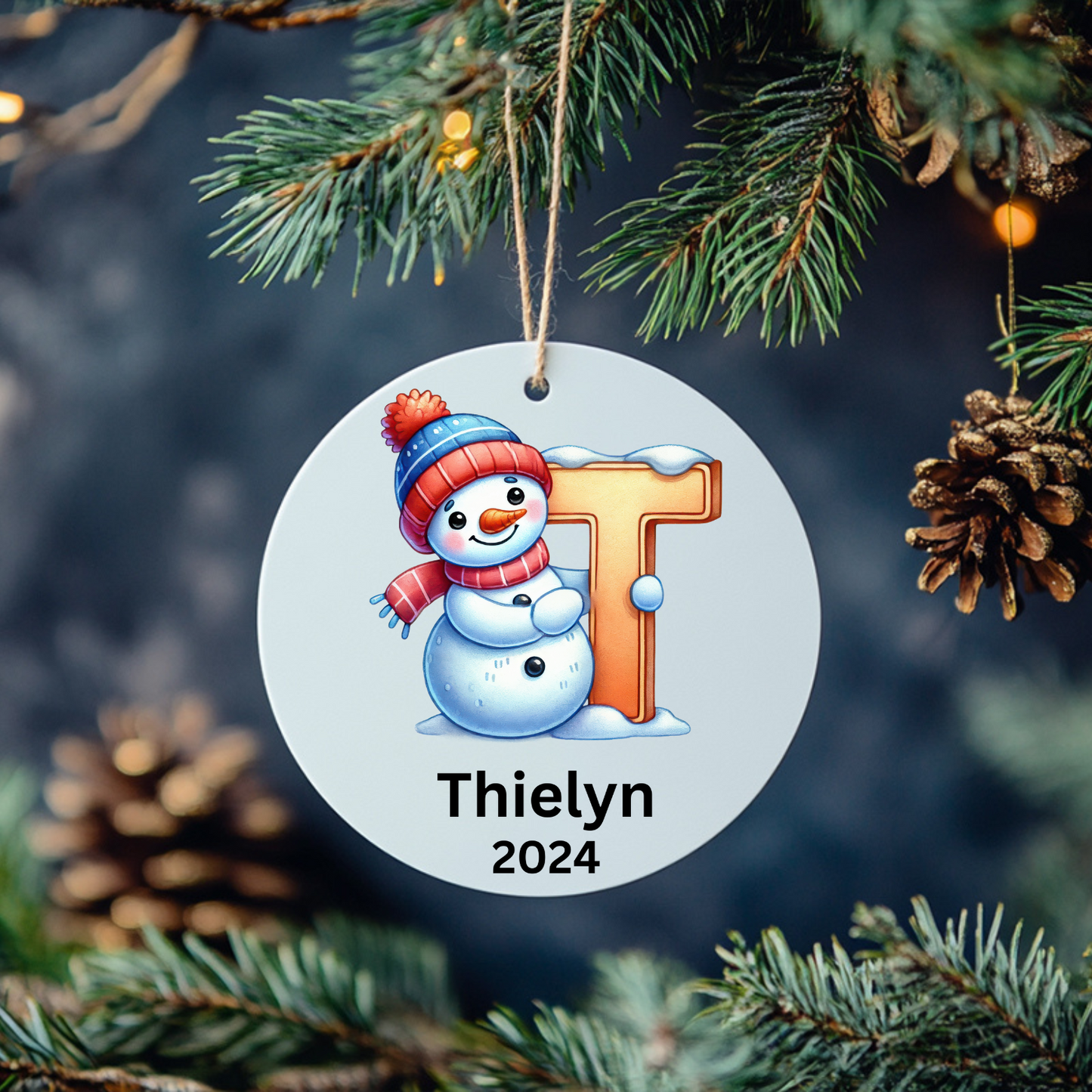 Customizable Cute Snowman Letter Ornaments