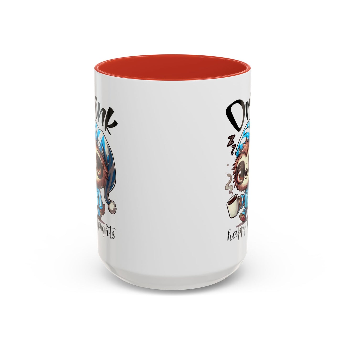 Drink Happy Thoughts Sloth Accent Coffee Mug – Perfect for Cozy Moments and Happy Thoughts
