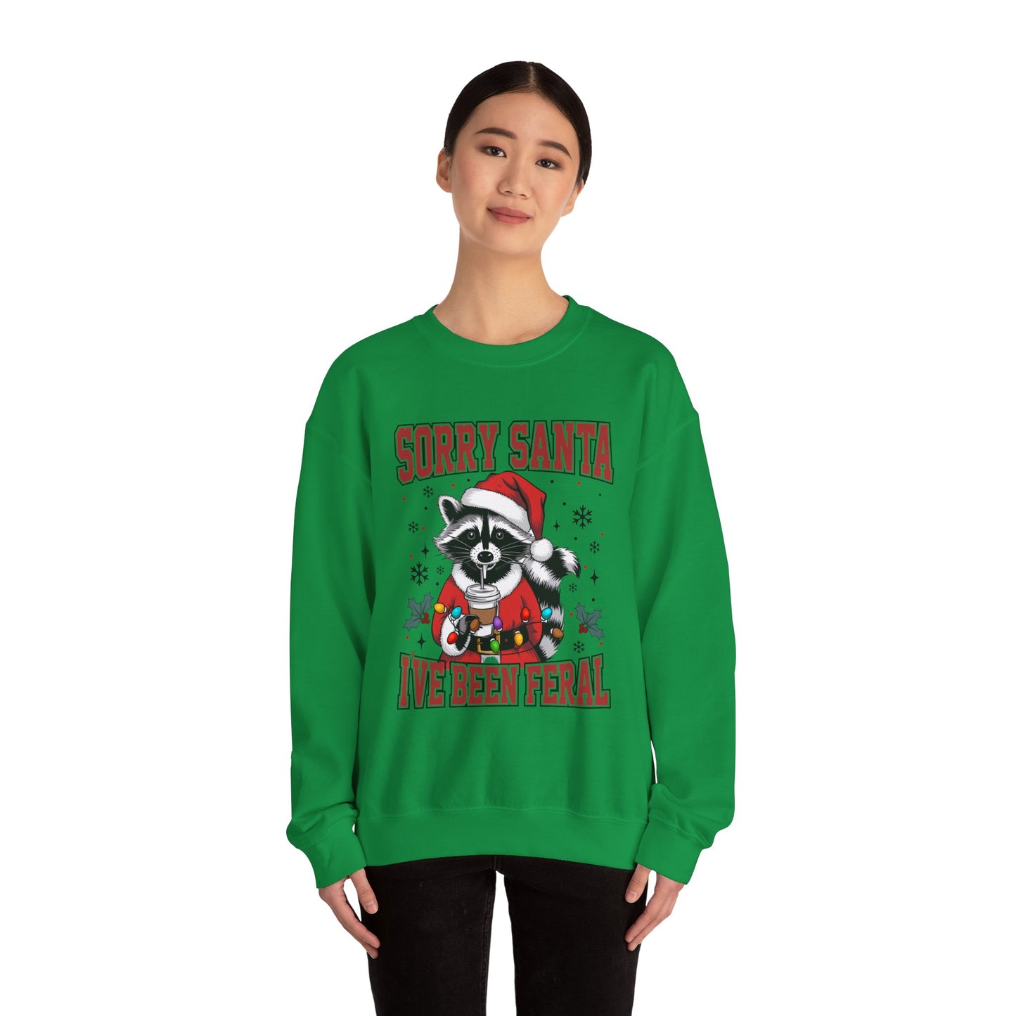 Funny Feral Raccoon Christmas Sweatshirt - Sorry Santa Unisex Crewneck