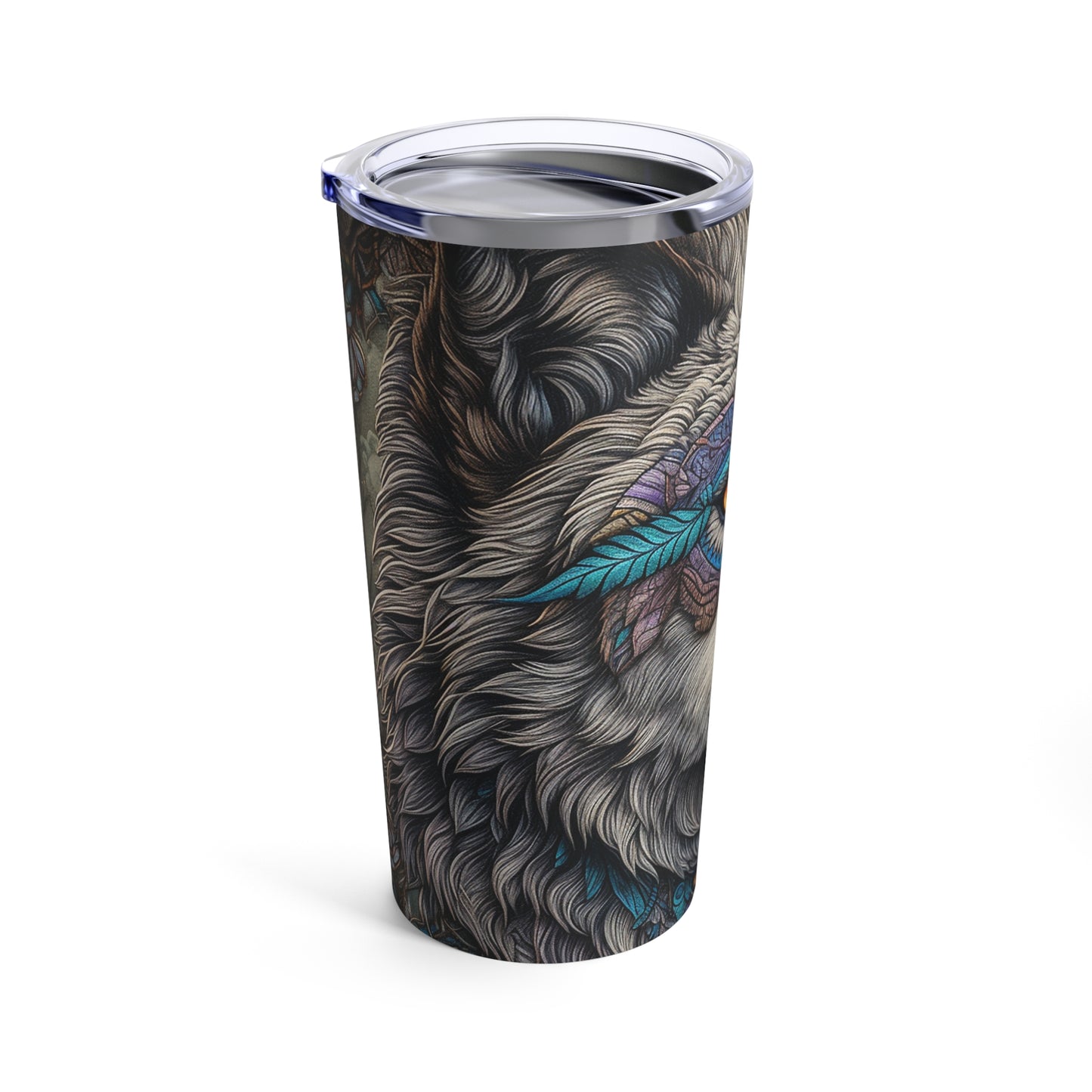 Wolf Skinny Steel Tumbler with Straw, 20oz
