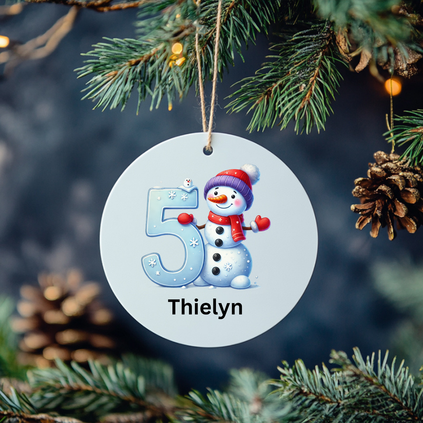 Customizable Cute Snowman Number Ornaments