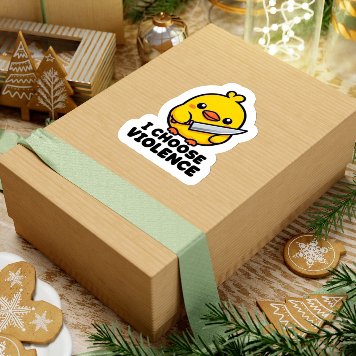Cute Chick Violent Humor Kiss-Cut Stickers for Laptop and Decor