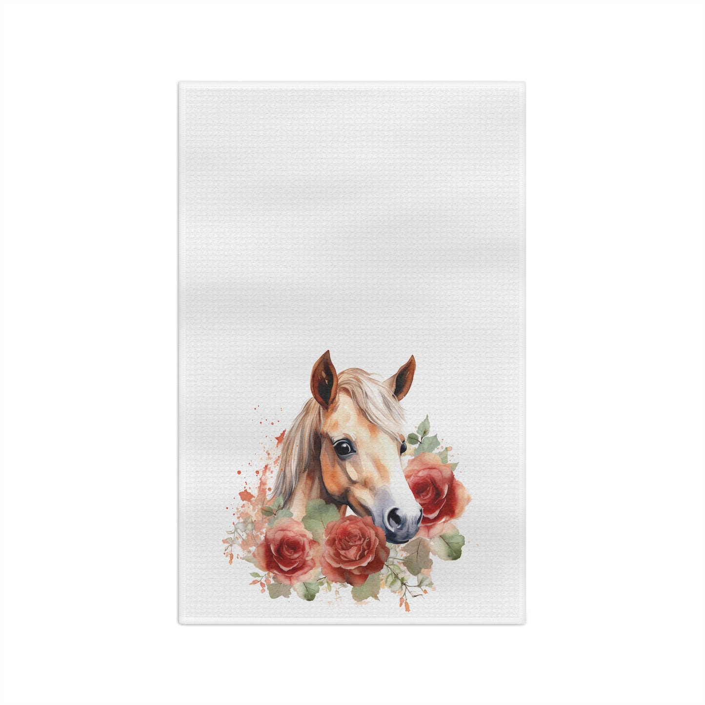 Horse with flowers Soft Tea Towel